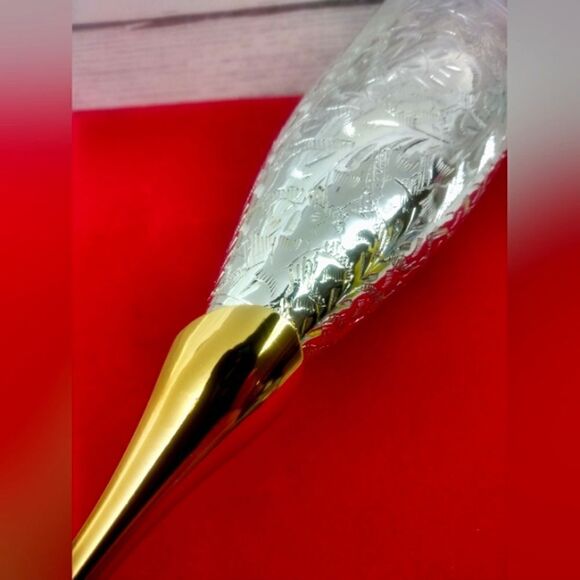 Vintage Champagne Flutes Glasses Brass Silver Plate  From Calcutta India - Picture 6 of 16